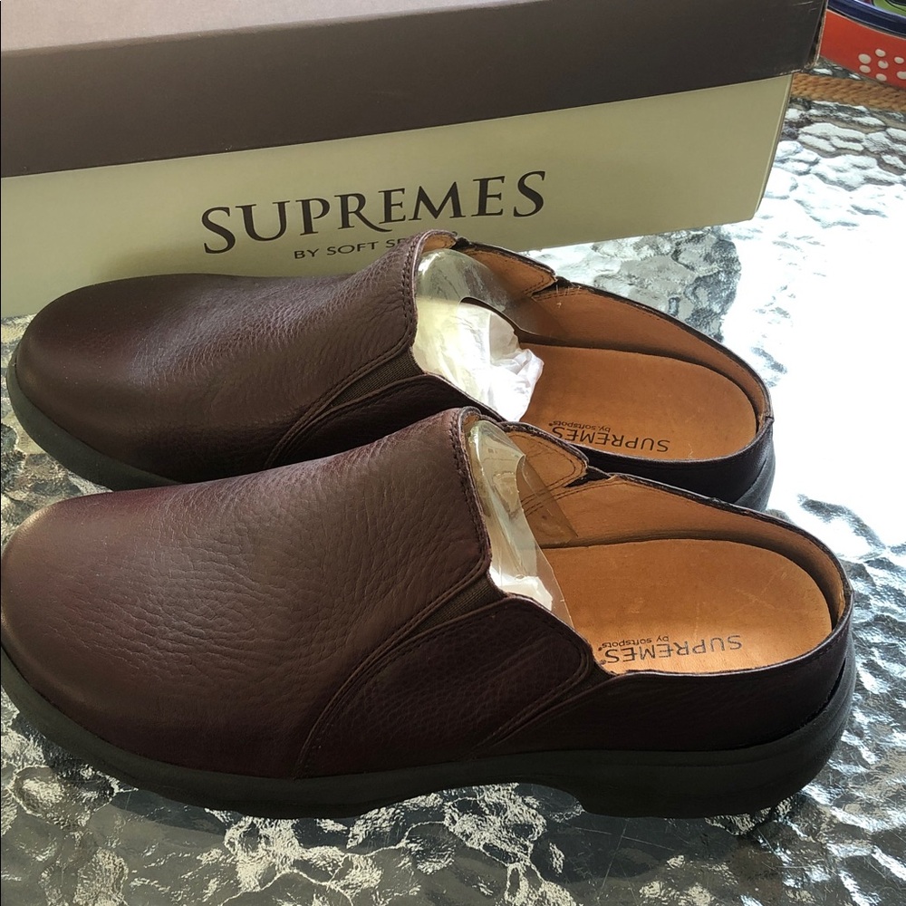 Supremes Brown Leather Slip-On Loafers 315900 10 WW